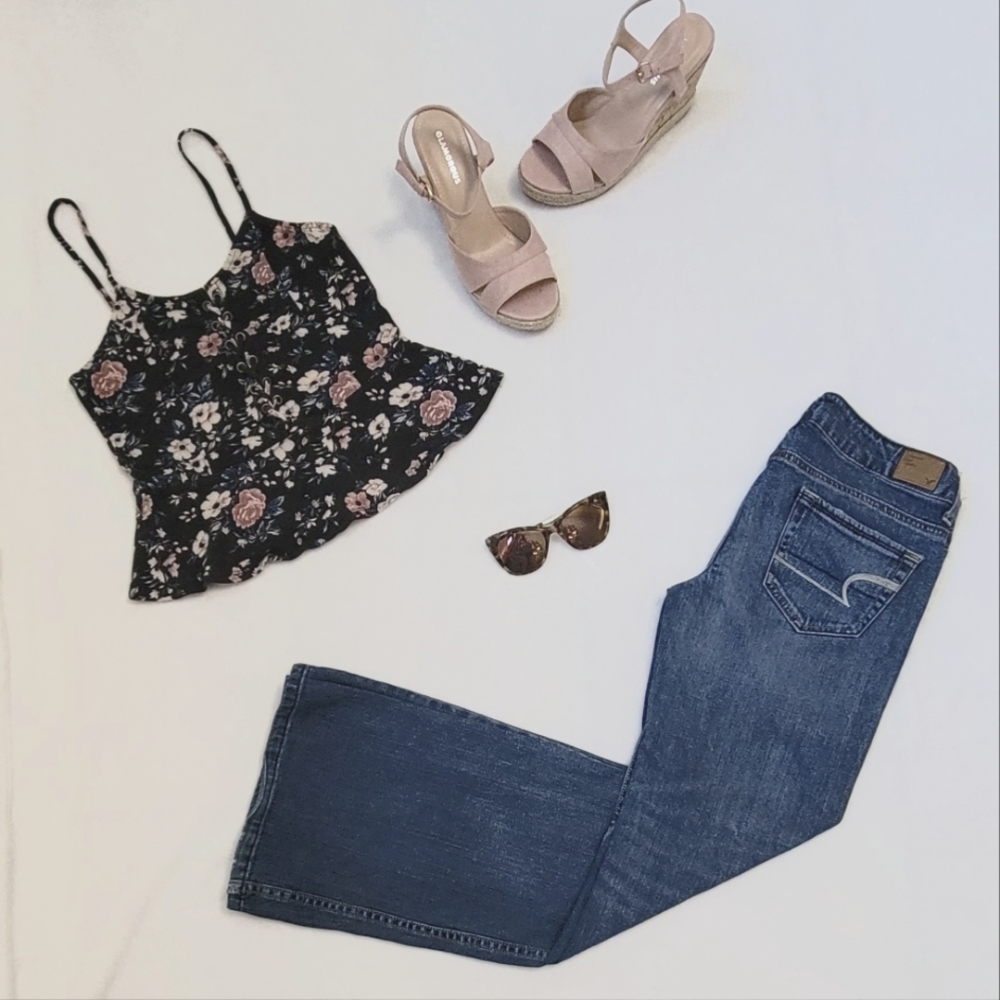 AE Crop Top, & Glamorous Wedges